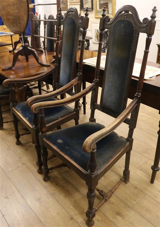 A set of eight Gothic style high back dining chairs (6 and 2)